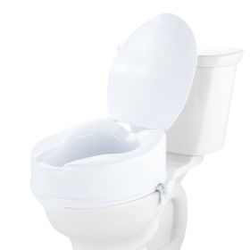 Raised Toilet Seat, 6" Height Raised, 300 lbs Weight Capacity, Universal Toilet Seat Riser, Screw Rod Locking, with Toilet Seat, for Elderly, Han