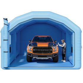 Inflatable Paint Booth, 32.81 x 19.69 x 13.12 ft, Inflatable Spray Booth with 950W and 1100W Blowers and Air Filter System, Round Roof
